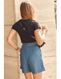 Lockere Shorts mit Gürtel, blau MP47189 – Online-Shop – Boutique